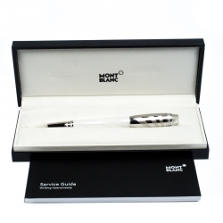 Pre Owned Montblanc StarWalker White Ceramic Doué Silver Tone Fineliner Pen