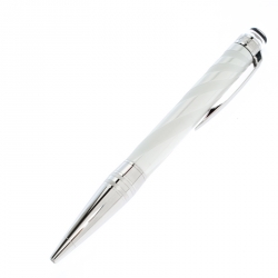 Pre Owned Montblanc StarWalker White Ceramic Doué Silver Tone Ballpoint Pen