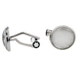 Pre Owned Montblanc Stainless Steel & Glass Urban Spirit Round Cufflinks
