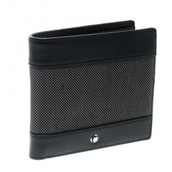 Pre Owned Montblanc Dark Grey/Black Canvas Meisterstuck Bifold Wallet