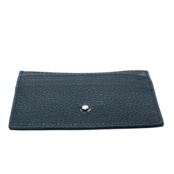 Pre Owned Montblanc Blue Soft Grain Leather Meisterstuck Card Holder 6CC