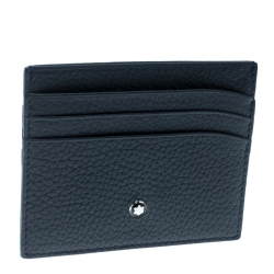 Pre Owned Montblanc Blue Soft Grain Leather Meisterstuck Card Holder 6CC