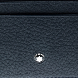 Pre Owned Montblanc Blue Soft Grain Leather Meisterstuck Card Holder 6CC