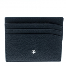 Pre Owned Montblanc Blue Soft Grain Leather Meisterstuck Card Holder 6CC