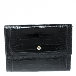 Montblanc Black Croc Embossed Leather La Vie De Boheme Coin Case