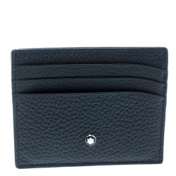 Montblanc Navy Blue Soft Grain Leather Meisterstuck Card Holder 6CC