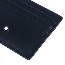 Pre Owned Montblanc Navy Blue Meisterstuck Leather Card Holder 6CC