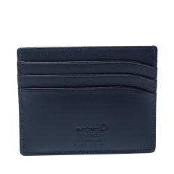 Pre Owned Montblanc Navy Blue Meisterstuck Leather Card Holder 6CC