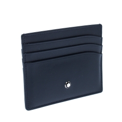 Pre Owned Montblanc Navy Blue Meisterstuck Leather Card Holder 6CC