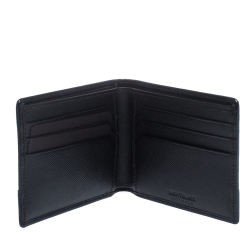 Pre Owned Montblanc Black Leather and Fabric Sartorial Jet 6CC Wallet  