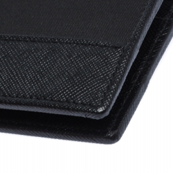 Pre Owned Montblanc Black Leather and Fabric Sartorial Jet 6CC Wallet  