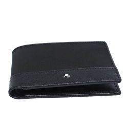 Pre Owned Montblanc Black Leather and Fabric Sartorial Jet 6CC Wallet  