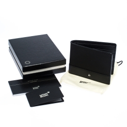Pre Owned Montblanc Black Leather and Fabric Sartorial Jet 6CC Wallet  