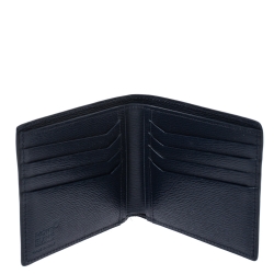 Pre Owned Montblanc Navy Blue Leather Westside Bifold Wallet