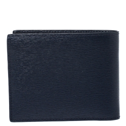 Pre Owned Montblanc Navy Blue Leather Westside Bifold Wallet