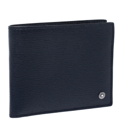 Pre Owned Montblanc Navy Blue Leather Westside Bifold Wallet