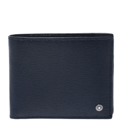 Pre Owned Montblanc Navy Blue Leather Westside Bifold Wallet