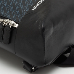 Montblanc Navy Blue/Black Monogram Canvas and Leather Small Sling Backpack