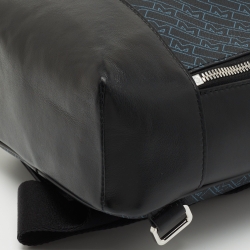 Montblanc Navy Blue/Black Monogram Canvas and Leather Small Sling Backpack