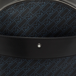 Montblanc Navy Blue/Black Monogram Canvas and Leather Small Sling Backpack