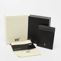 Pre Owned Montblanc Black/Grey Leather Meisterstuck Pocket 4cc ID Card Holder