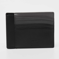 Pre Owned Montblanc Black/Grey Leather Meisterstuck Pocket 4cc ID Card Holder