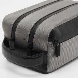 Montblanc Grey/Black Nylon and Leather Zip Toiletry Pouch