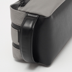 Montblanc Grey/Black Nylon and Leather Zip Toiletry Pouch