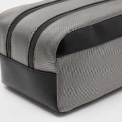 Montblanc Grey/Black Nylon and Leather Zip Toiletry Pouch