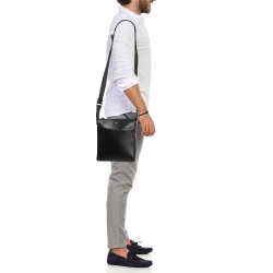 Montblanc Black Leather Sartorial Zip Messenger Bag