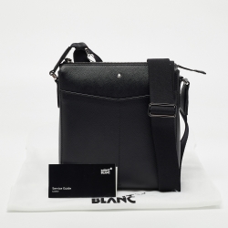 Montblanc Black Leather Sartorial Zip Messenger Bag