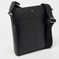 Montblanc Black Leather Sartorial Zip Messenger Bag