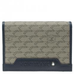 Montblanc Blue Coated Canvas and Leather Signature Card Holder