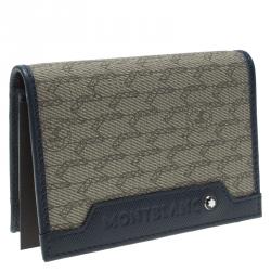 Montblanc Blue Coated Canvas and Leather Signature Card Holder