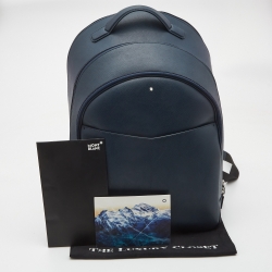 Montblanc Navy Blue Leather Large 3 Compartments Sactorial Backpack