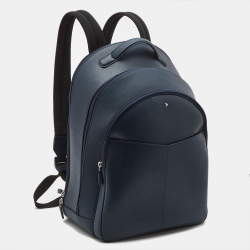 Montblanc Navy Blue Leather Large 3 Compartments Sactorial Backpack