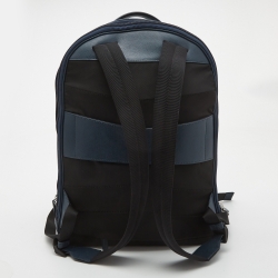 Montblanc Navy Blue Leather Large 3 Compartments Sactorial Backpack