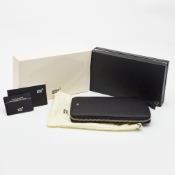 Pre Owned Montblanc Black Leather Meisterstuck 13CC Zip Travel Wallet