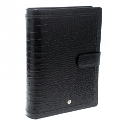 Pre Owned Montblanc Black Croc Embossed Medium Organiser 