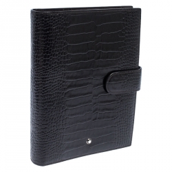 Pre Owned Montblanc Dark Brown Crocodile Embossed Medium La Vie De Boheme Organizer