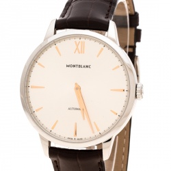 Pre Owned Montblanc Silver White Stainless Steel Heritage Spirit 7299 Men's Wristwatch 41 mm