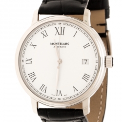 Pre Owned Montblanc White Stainless Steel Tradition 112611 Automatic Men's Watch 36 mm