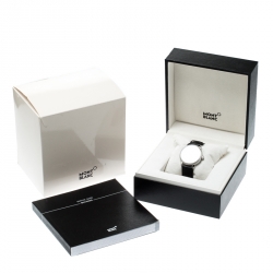 Pre Owned Montblanc White Stainless Steel Tradition 112611 Automatic Men's Watch 36 mm