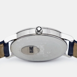 Montblanc Blue Stainless Steel Leather Summit M29048 Men's Wristwatch 38 mm