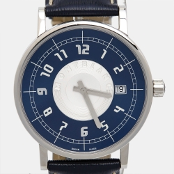 Montblanc Blue Stainless Steel Leather Summit M29048 Men's Wristwatch 38 mm