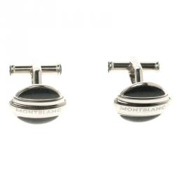 Pre Owned Montblanc Bicolor Lacquer Reversible Stainless Steel Heritage Cufflinks