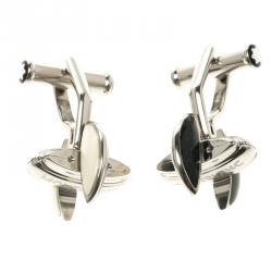 Pre Owned Montblanc Bicolor Lacquer Reversible Stainless Steel Heritage Cufflinks