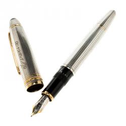 Pre Owned Montblanc Meisterstuck Solitaire 146 Silver Fountain Pen, 18k Gold Nib