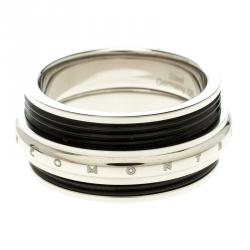 Pre Owned Montblanc Men's Contemporary Collection Black PVD Steel Sliding Ring Size 68