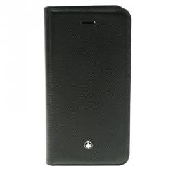 Pre Owned Montblanc Black Leather Iphone 7 Flip Case
